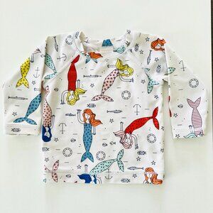 Hanna Andersson white swimsuit top w/mermaids in excellent condition 75/12-18M